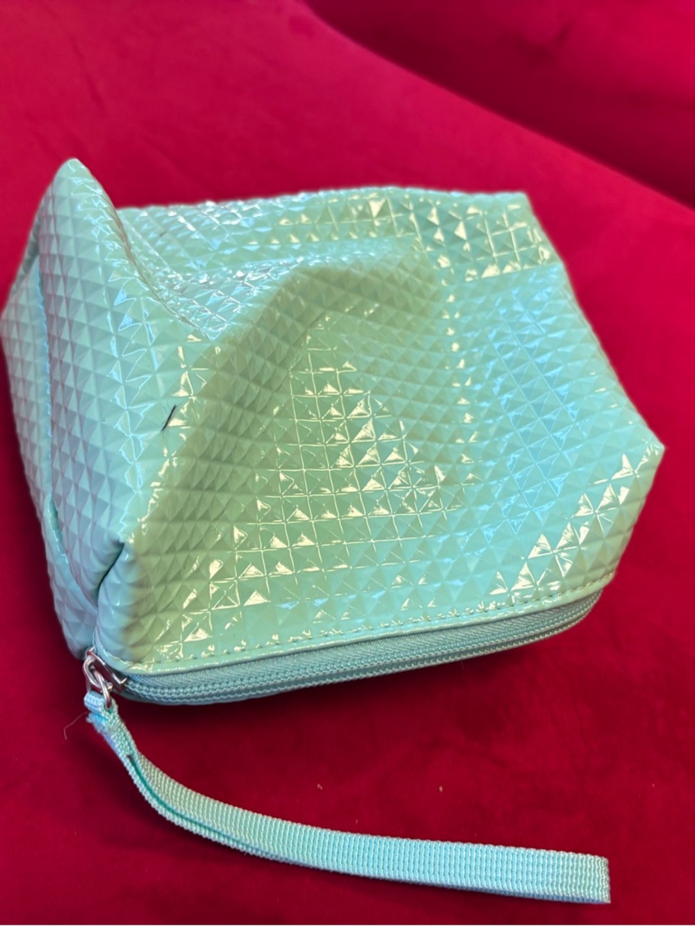 Ulta Beauty Mint Green Glossy Textured Cosmetic Pouch